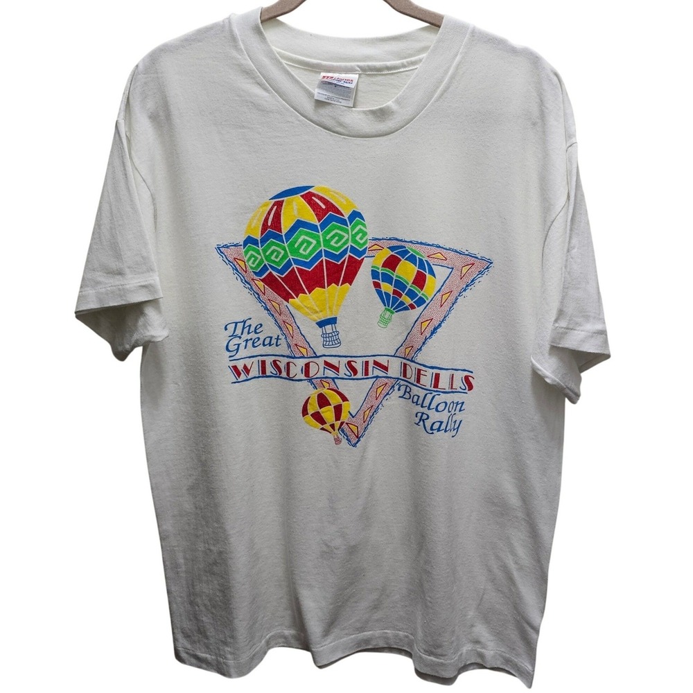 Vintage Wisconsin Dells Balloons T-Shirt White Made in USA Single Stitch Large